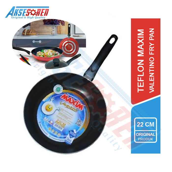 TEPLON MAXIM ASLI VALENTINO FRYPAN [22 CM] / TEFLON / WAJAN / GORENG PENGGORENGAN ANTI LENGKET