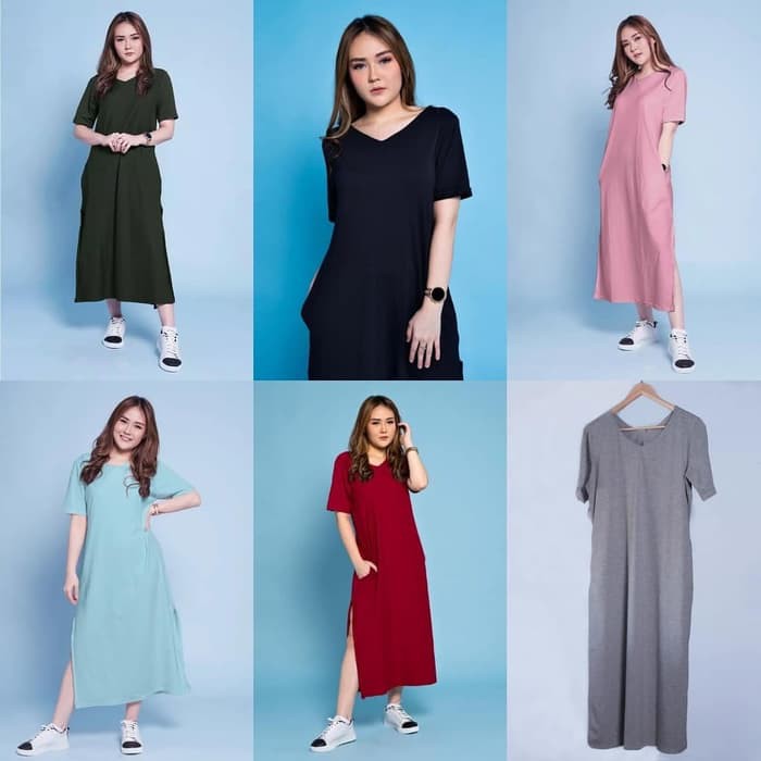 VEE LOOSE DRESS WANITA CASUAL BIG SIZE JUMBO