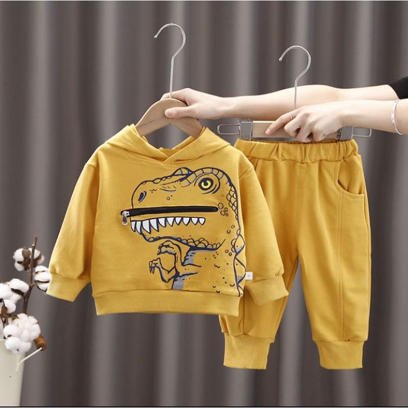 PROMO-SETELAN SWEATER HOODIE ANAK LAKI-LAKI DAN ANAK PEREMPUAN UMUR 1-5 TAHUN SETELAN MUSIM DINGIN HOODIE TIREX TERBARU 2022