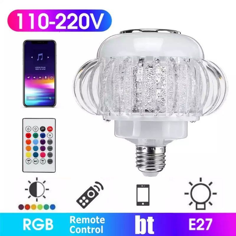 [ PLUS REMOTE ] Speaker Bluetooth + Lampu Warna Warni / Speaker Lampu Bohlam Bentuk Kristal 7 Warna / Bohlam Speaker LED