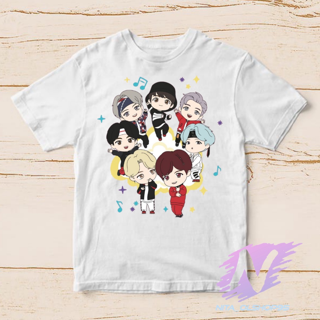 kaos anak kpop bts baju kaos animasi kartun BTS