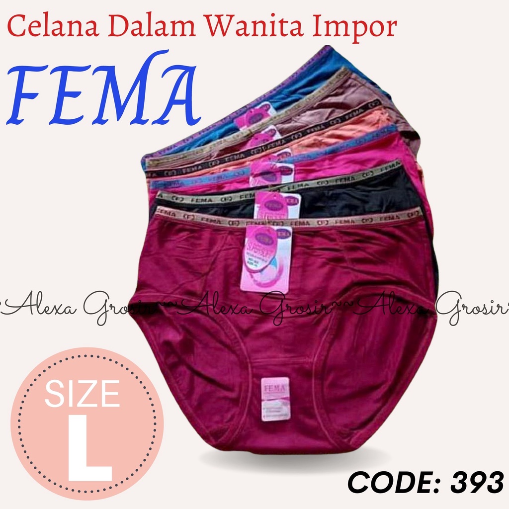 CD Celana Dalam Wanita Panties 393 L Fema Polos Import Katun Polyester Halus Premium