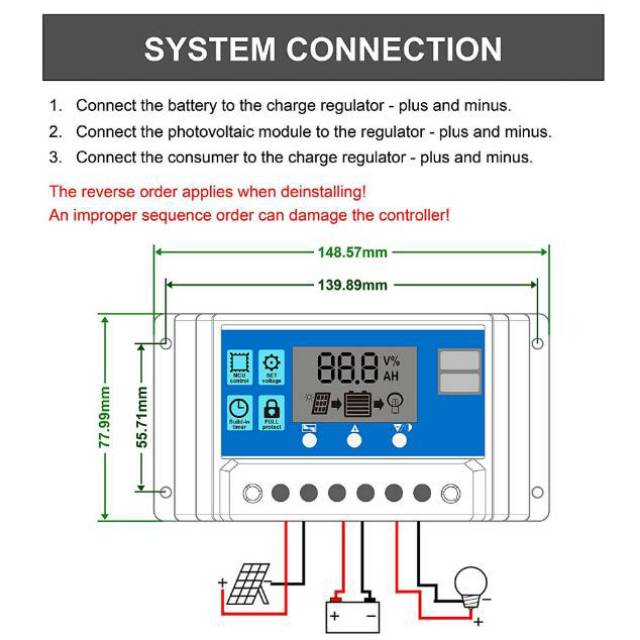 Auto Solar Charger Charge Controller 10A 12V 24V PWM Controllers LCD Dual USB 5V Output Solar Panel