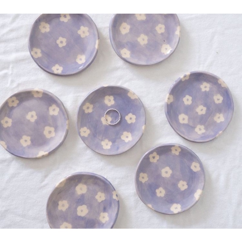 Coaster Motif E Tatakan Pot Gelas Gerabah Aesthetic / Wadah Perhiasan / Clay Craft / Tatakan Pot Tan