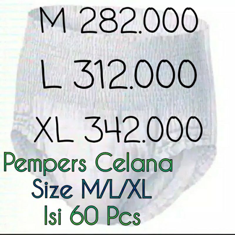 Pempers Celana Dewasa S/M/L/XL isi 60 pcs