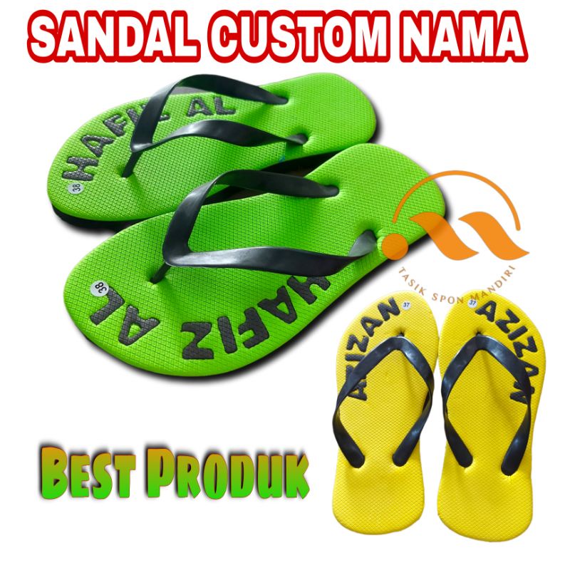 Sandal Nama // Sandal Custom Nama Pesantren / Kantor / Sekolah / Bisa Size Jumbo