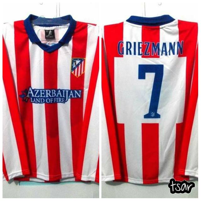 Jersey Atletico Madrid Home 2014-2015 No.7 GRIEZMANN Long Sleeve AMSPORT Lokal Classic Vintage Medio