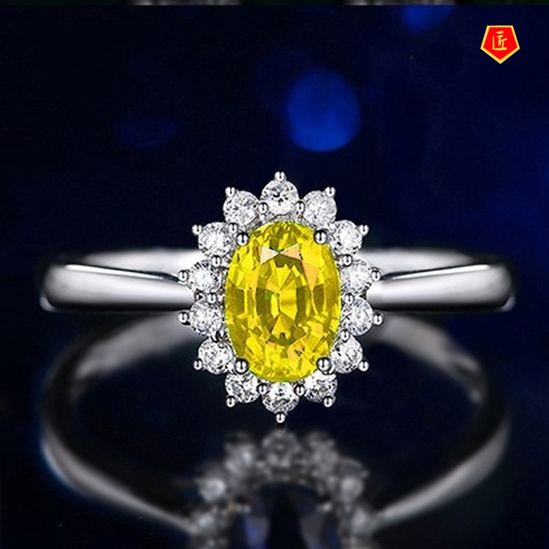 [Ready Stock]Classic Full Diamond Color Gemstone Sapphire Ring