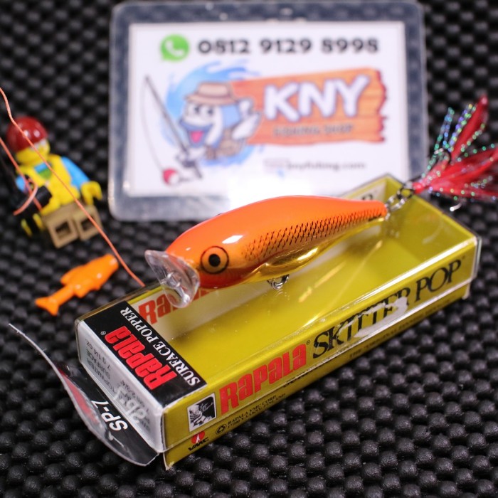 rapala 7cm skitter pop 7 steel gold umpan popper lure minnow bergengsi 88 joran