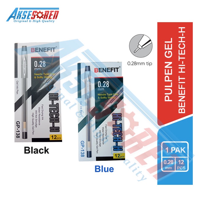 

Pulpen Benefit Hi-Tech-H [GP-138 / 0.28mm / 1 Pack] / Ballpoint Bolpoin Polpen Bulpen Hitek Balpen 1 Pak Tinta Biru Hitam / Pena 1 Lusin / Gel Pen