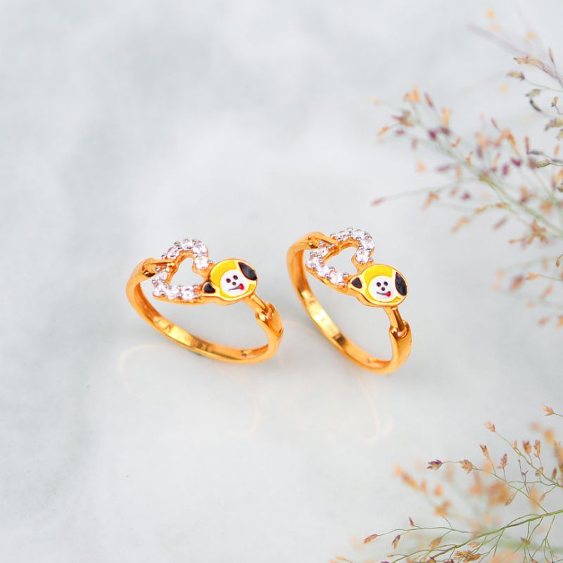 Cincin Emas Ring Bts Army Cat Variasi Mata Putih - Toko Emas Gadjah