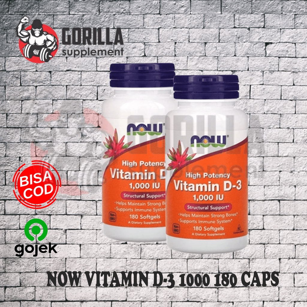 NOW FOODS Vitamin D3 1000 UI Isi 180 Soft gels Softgels Vit D-3