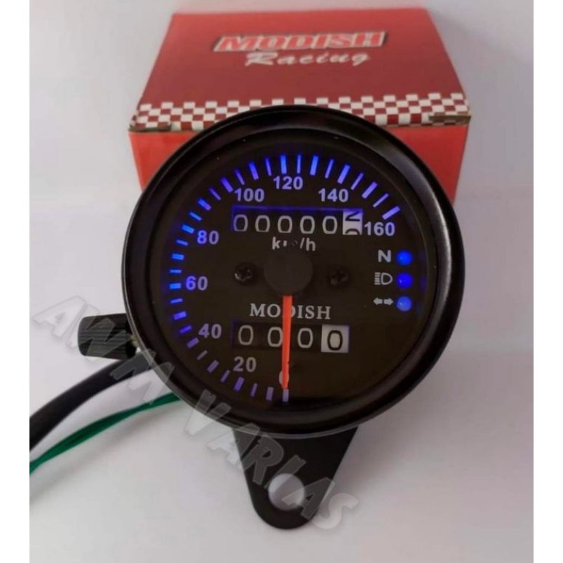 Speedometer bulat kilometer LED plus indikator sein motor universal