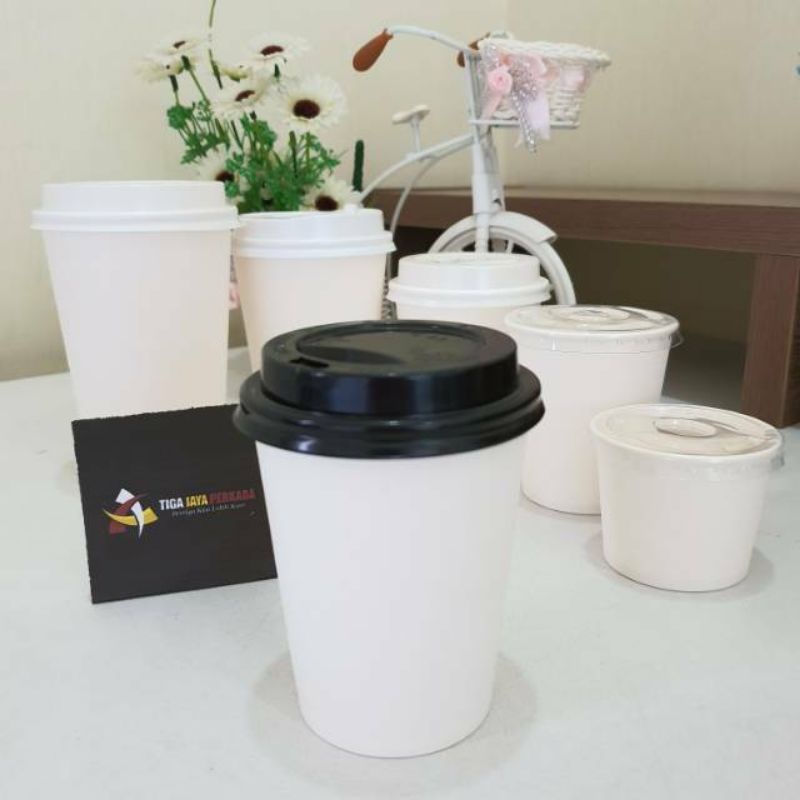 Paper Cup 9oz + Tutup /  Gelas Kertas Kopi Tahan Panas Isi 50 Pcs