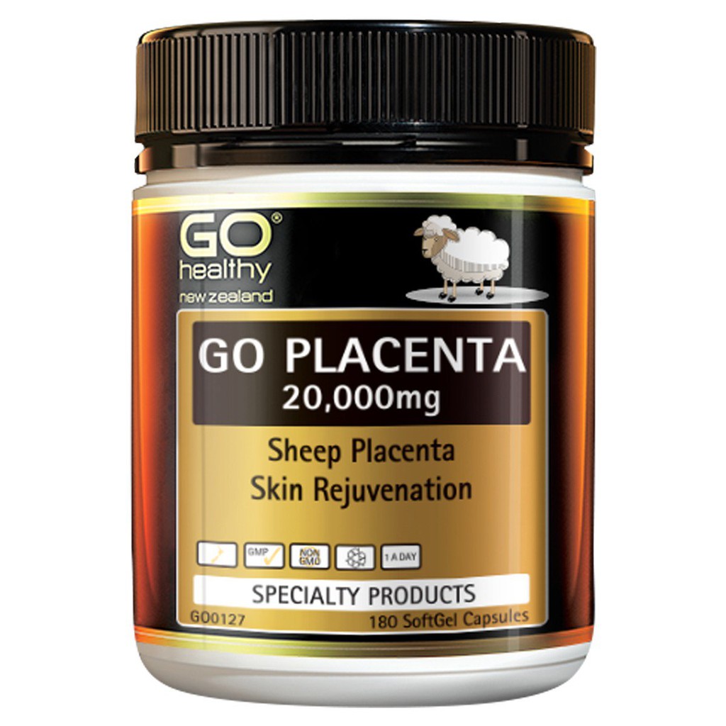 GO Healthy GO Placenta NEW ZEALAND 20,000mg Capsules 180 SoftGel Capsules Natural Health / Dietary S