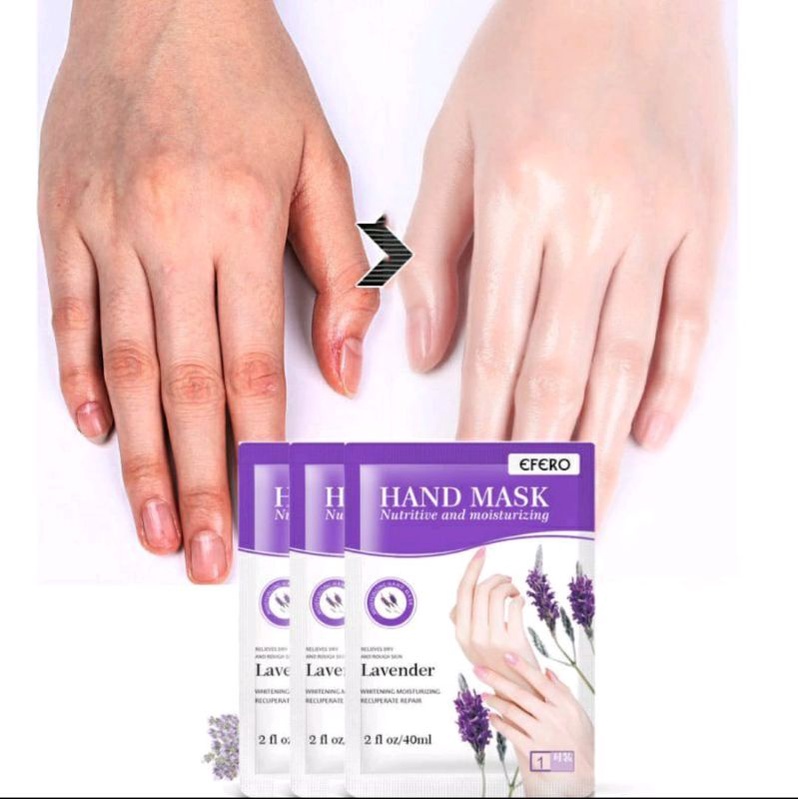 Efero Hand Mask Lavender 1 pasang - Masker Tangan - Nutritive and moisturizing