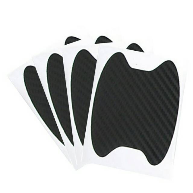 4Pcs 1 Set Hitam Black Sticker Stiker Handle Gagang Pintu Mobil Carbon Door Guard Pengaman Pelindung
