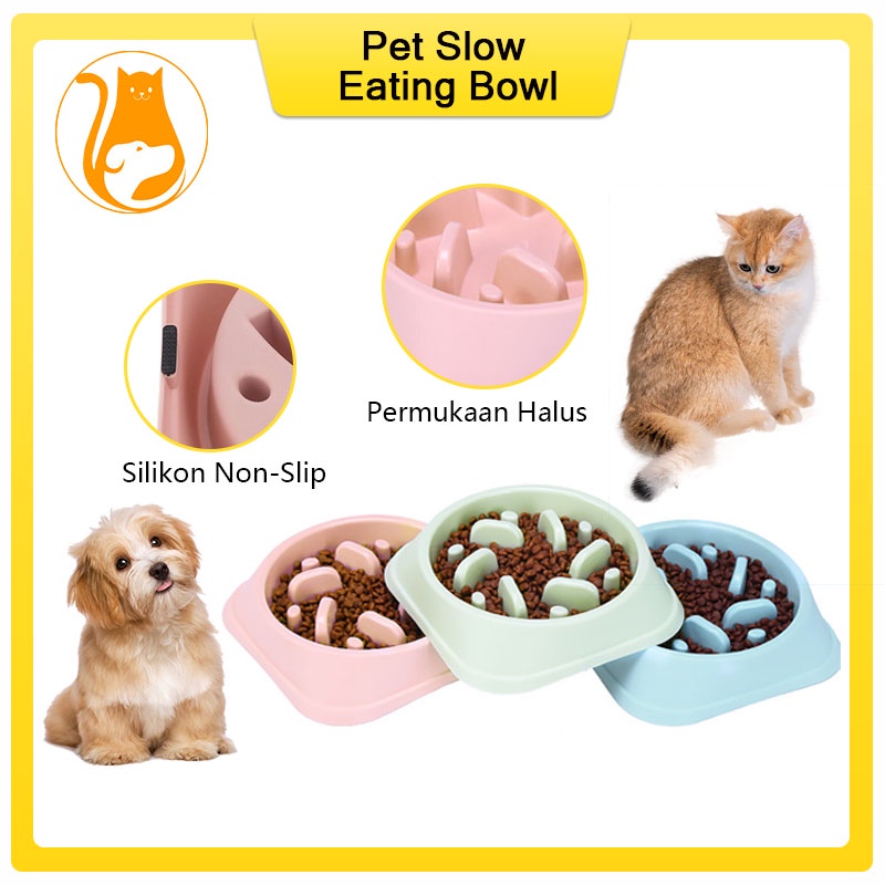 Dog Cat Slow Eating Bowl| Slow Feeder Bowl | Anti Bloat | Anti choking | Mangkok Anjing Kucing Murah（Warna acak）