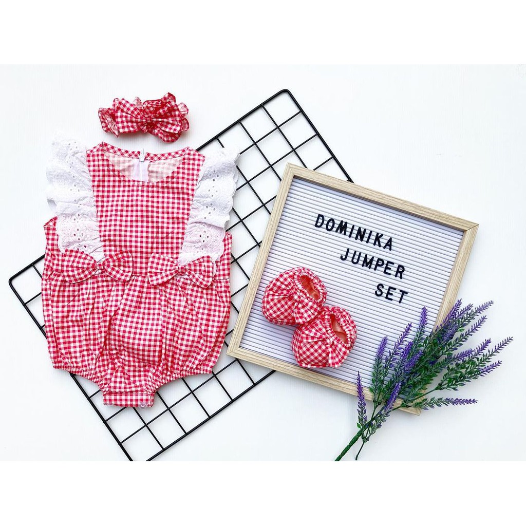 Dominika / VALENTINA / TALITHA  / GEMPITA LOVE Baju Setelan Jumper Rok Bunga Bandana Sepatu Pergi Lucu Fashion Anak Bayi Perempuan Cewek-3