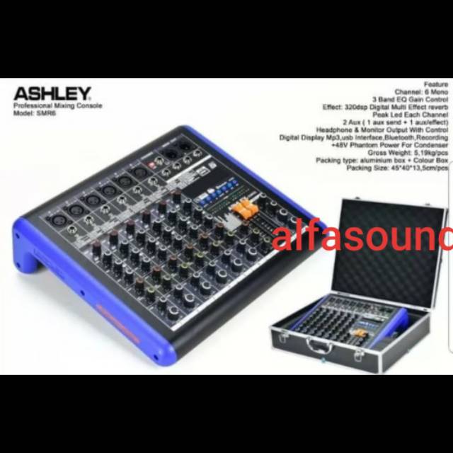 MIXER AUDIO ASHLEY SMR 6 CHANNEL MIXER KARAOKE ASHLEY SMR6 ORIGINAL