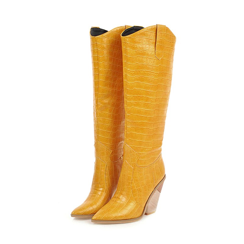 yellow high boots