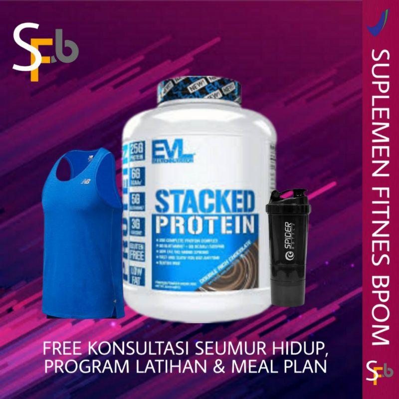 EVL EVLUTION WHEY PROTEIN STACKED WHEY 5 LBS BLEND ISOLATE SUPLEMEN SUSU FITNES PROTEIN  KESEHATAN MAKANAN