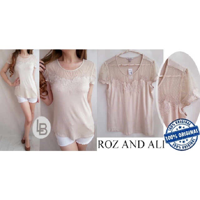 Roz & Ali Nude Lace Tee