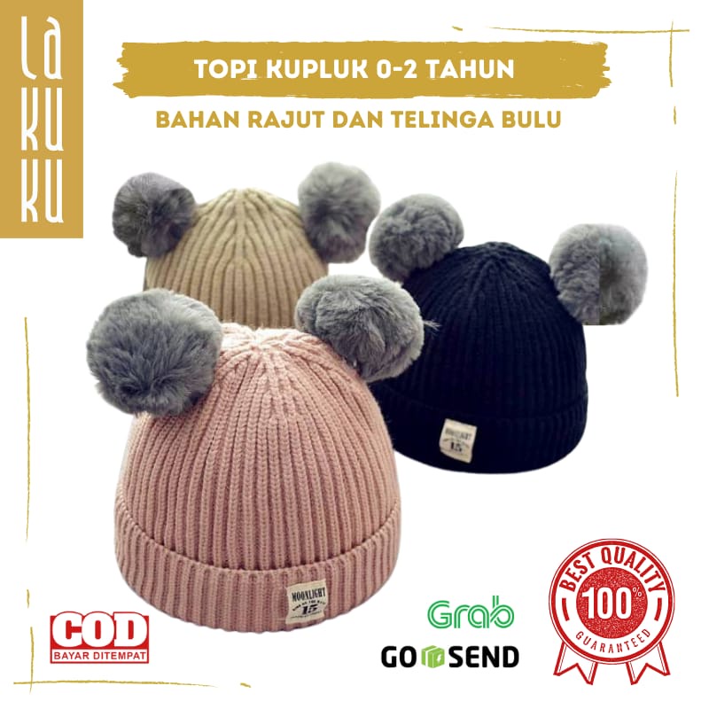 Lakuku - Topi Kupluk Rajut Import Anak Baby Toodler 0-2 tahun Bulu Premium