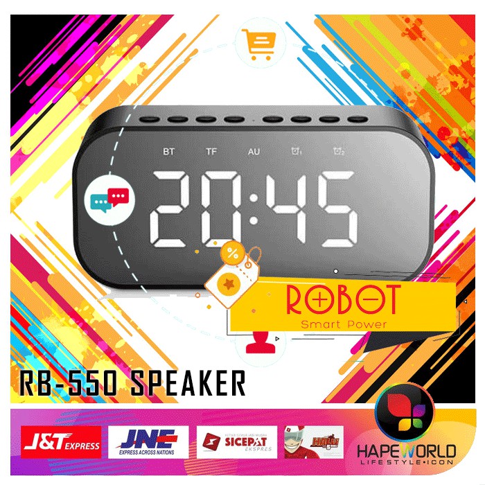 SPEAKER BLUETOOTH - ROBOT RB550 SPEAKER DENGAN JAM DIGITAL MURAH - ORI