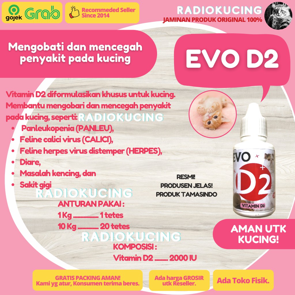Jual EVO D2 Vitamin Obat Kucing Flu Calici Panleu Distemper Penyakit