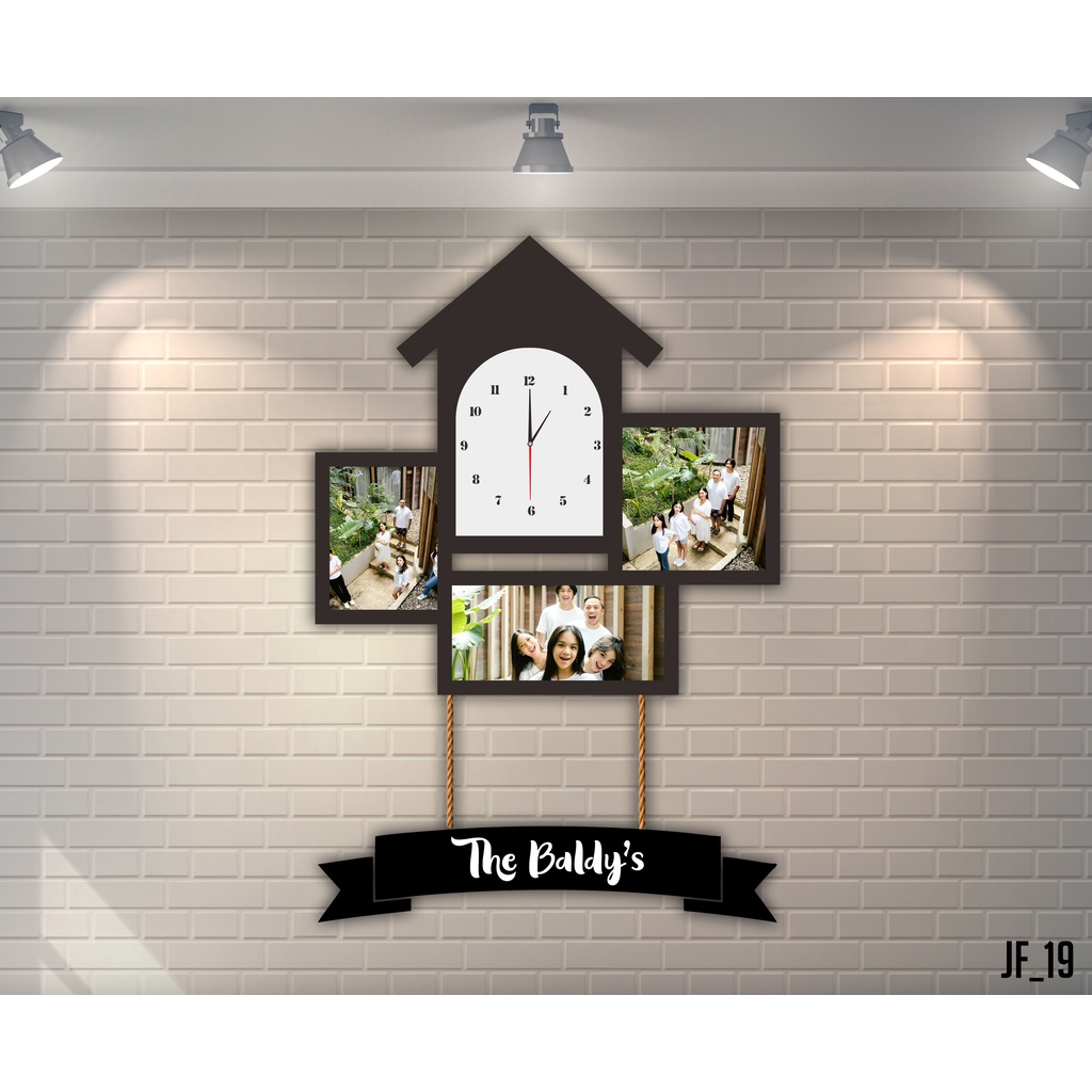 Jam Dinding Frame Custom Foto Pernikahan Keluarga Ulangtahun JF19