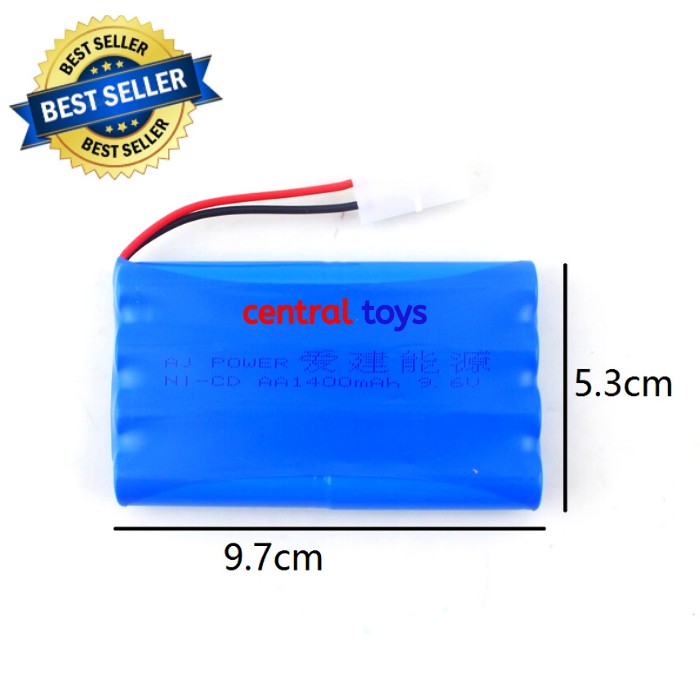 batere Nicd 9,6V 1400mAH socket 2 lobang merk HJ/RC drift max electric