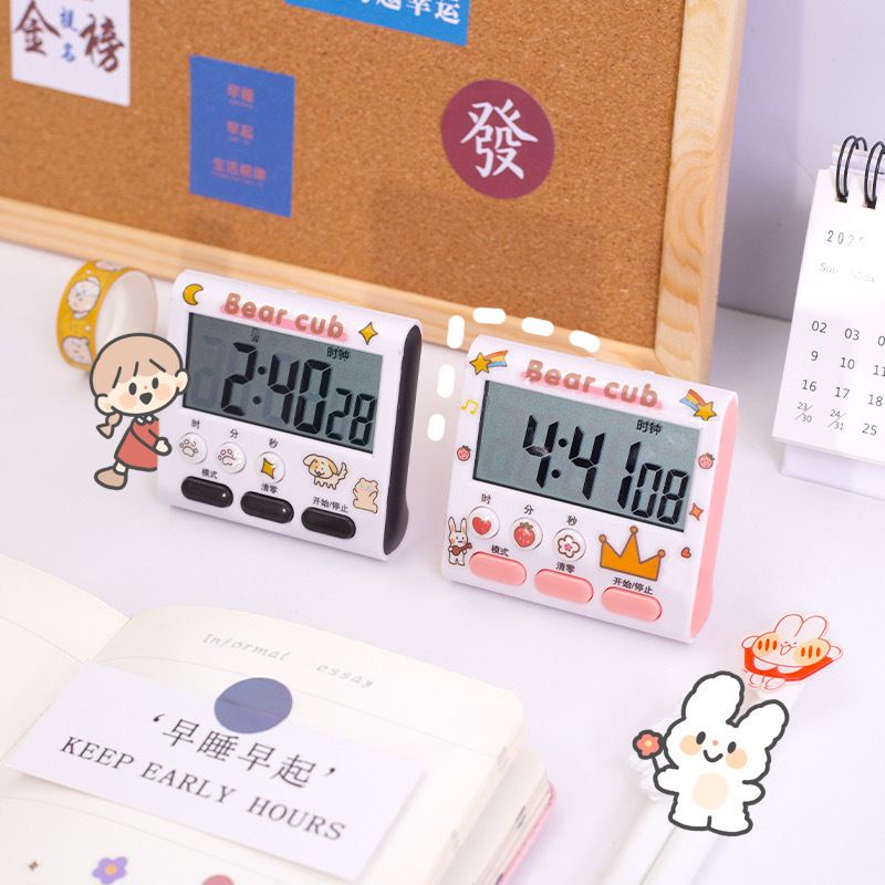 [littlecrab] Timer Kalkulator Waktu Digital LCD Timer Pengatur Menit Detik Alarm Stopwatch Kitchen Timer Study Timer Pengatur Waktu Belajar Stationary Kit Berkualitas Student Time Efficiency