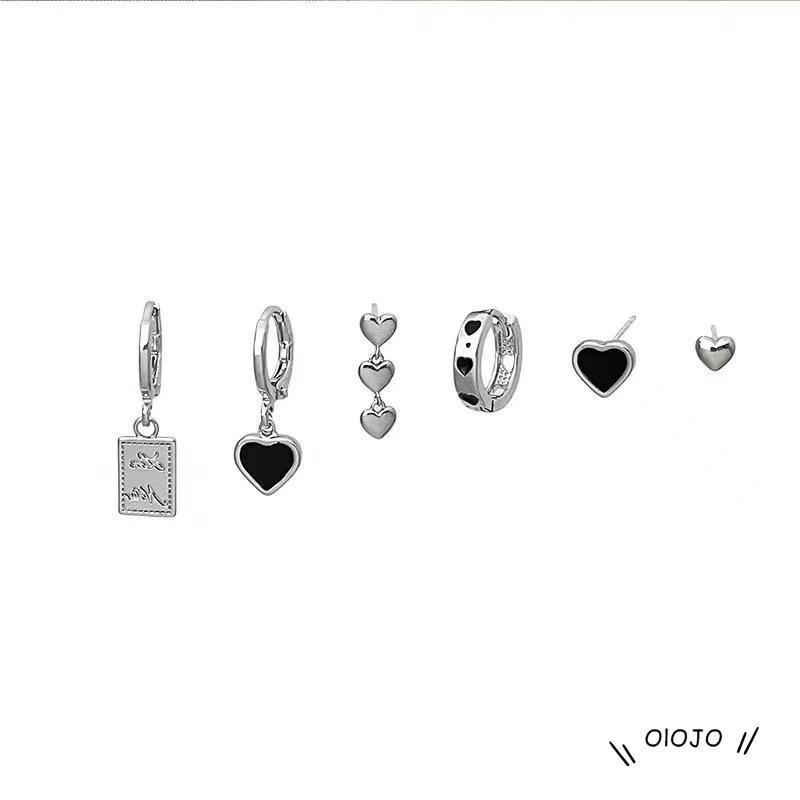 【COD】6pcs Anting Tusuk Silver Bentuk Hati Untuk Wanita ol2