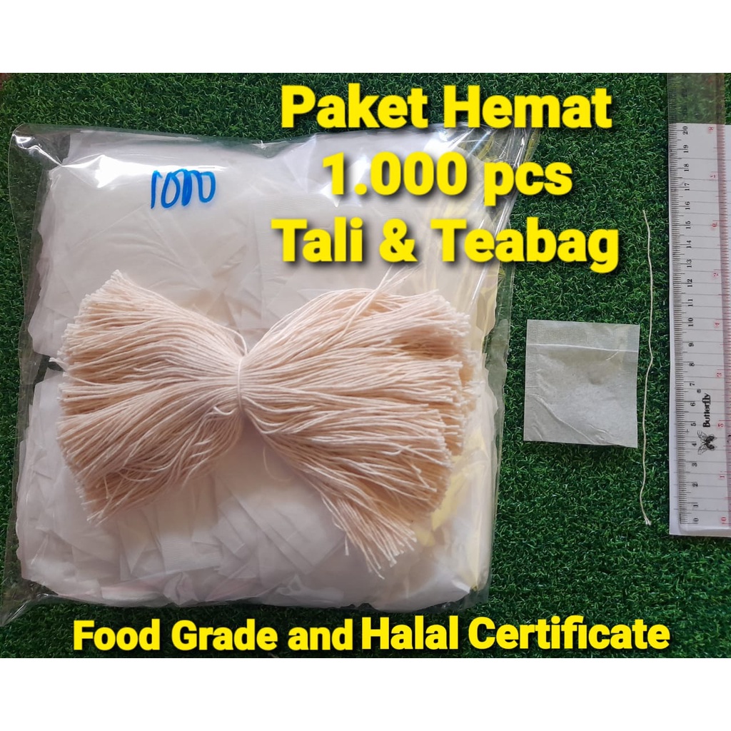 TERMURAH | Kantong Teh plus TALI Isi 1000 pcs/halal Food Grade Tea Bag, Kantong Teh Celup Kosong Foo