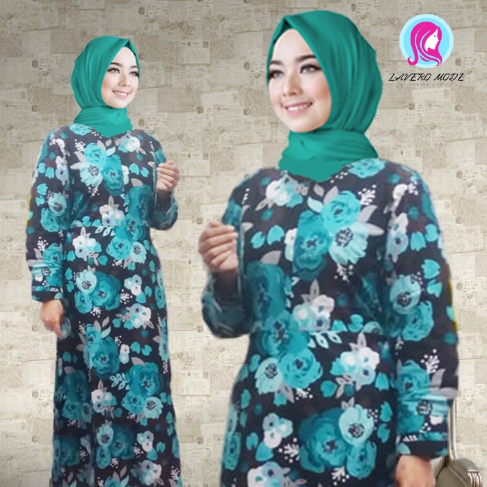 GAMIS KATUN HITAM MOTIF BUNGA WARNA TOSCA