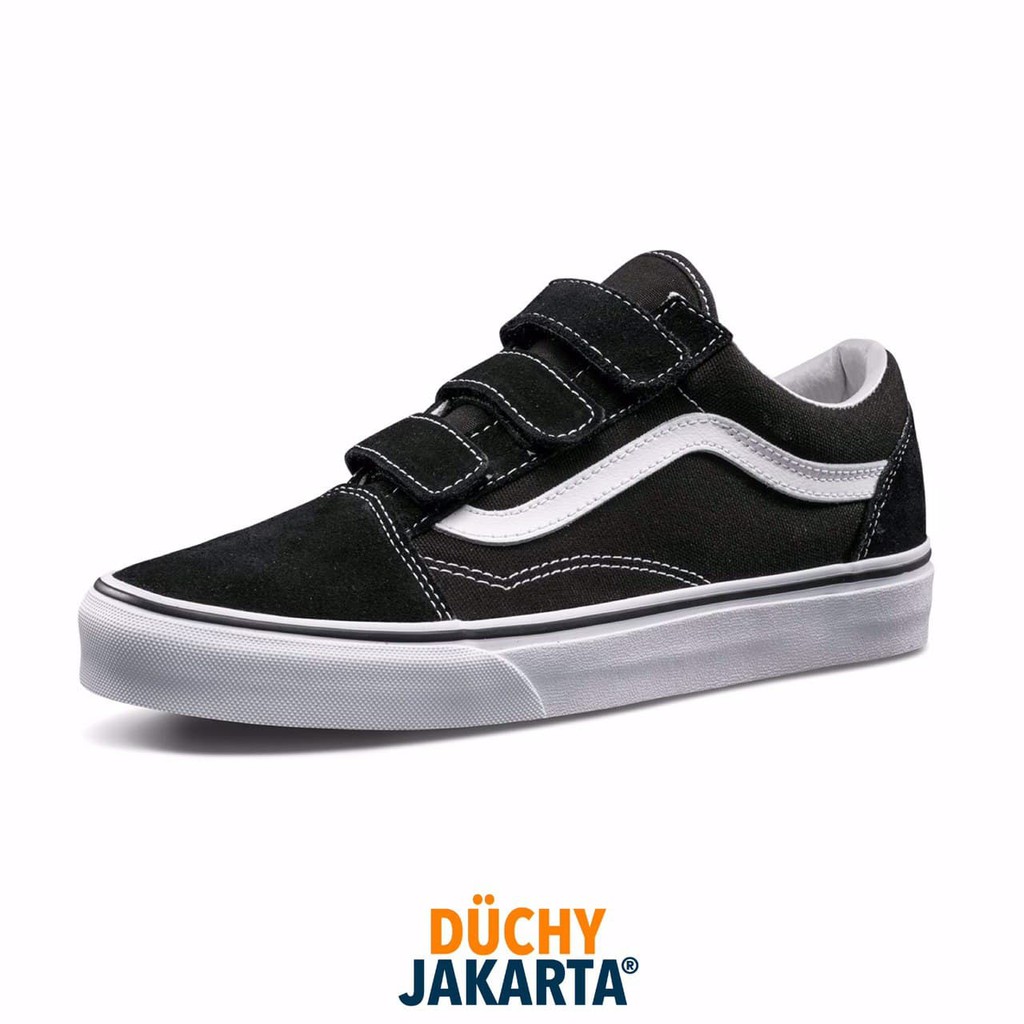 VANS VELCRO OLD SKOOL BLACK WHITE 100% ORIGINAL BRAND NEW IN BOX (FREE PAPERBAG)