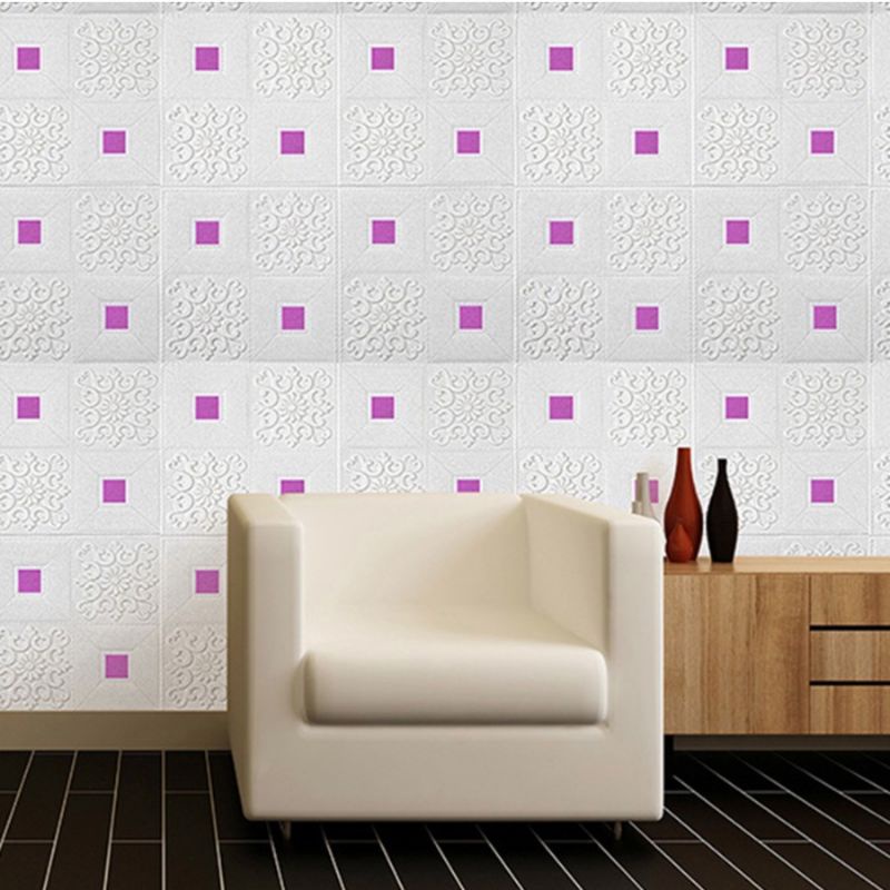 WALLPAPER DINDING 3D FOAM MOTIF BATIK-Batik ungu