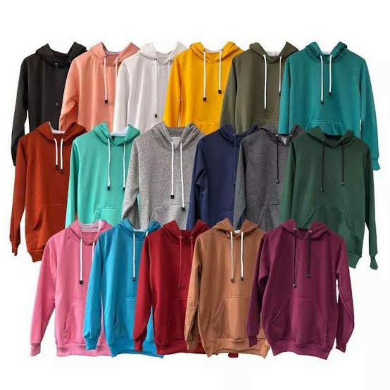Hoodie Polos Pria Wanita Unisex Warna Hitam Putih Abu Cream Murah Keren Ukuran M L Xl Xxl Terbaru Ke
