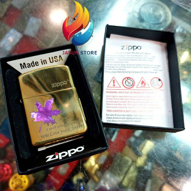 Korek Api Zippo Premium Original Gold Ice Emboss Grafir Motif Honey COD