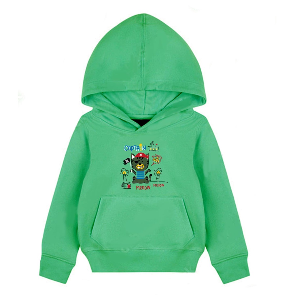 Hoodie Anak Captain Meow Sweater Pakaian Fleece Anak M - XL