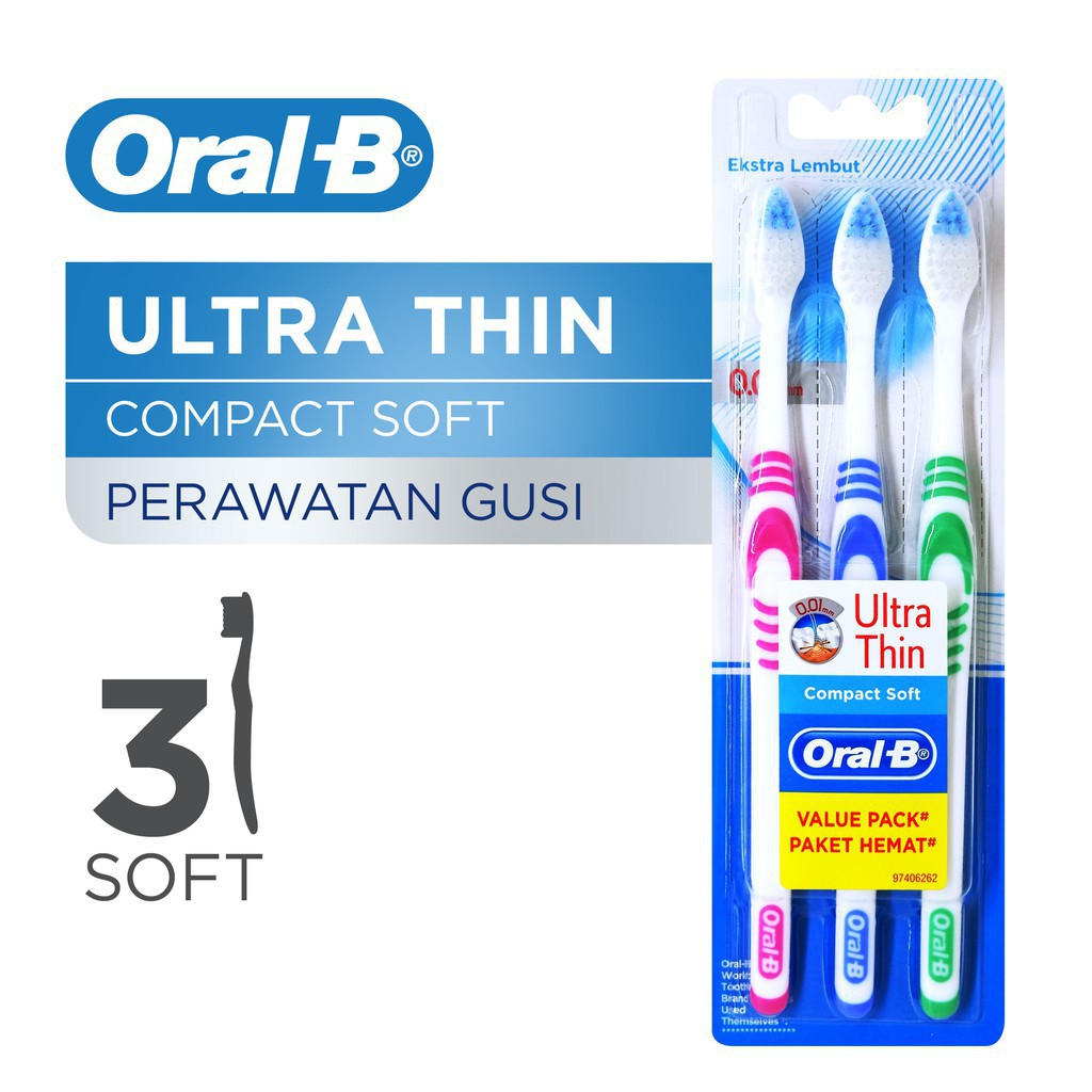 [Hazelcare] Oral B Oral-B Sikat Gigi Ultra Thin Ultrathin Compact Soft / All Rounder 123 Clean 3'S / All Rounder Herbal / Fresh Clean Black / Complete Easy Charcoal 3's 3pcs 3 pcs