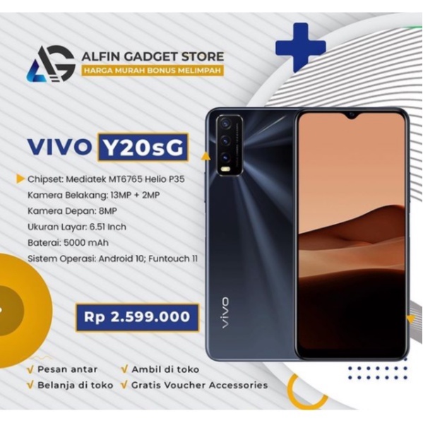 VIVO Y20SG RAM 4GB ROM 128GB Garansi resmi Original handphone VIVO Y20SG BARU 2021 COD VIVO y20S G