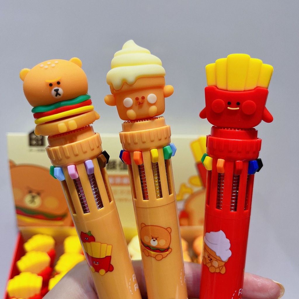 

PENA PULLPEN CHARACTER LUCU BURGER KENTANG ICE CREAM 10 WARNA TINTA