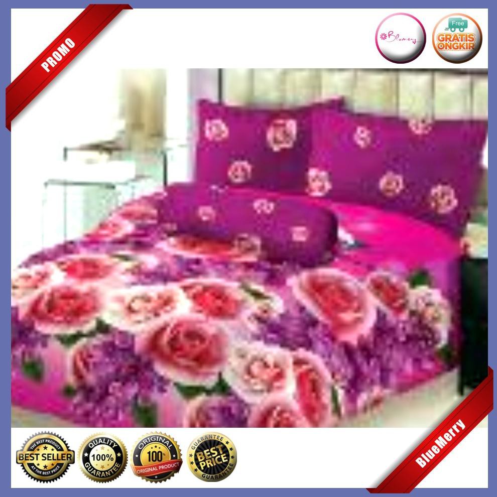 Sprei Lady Rose Selena No.2 Queen 160 Seprai Bunga Mawar Merah Purple BMSC813