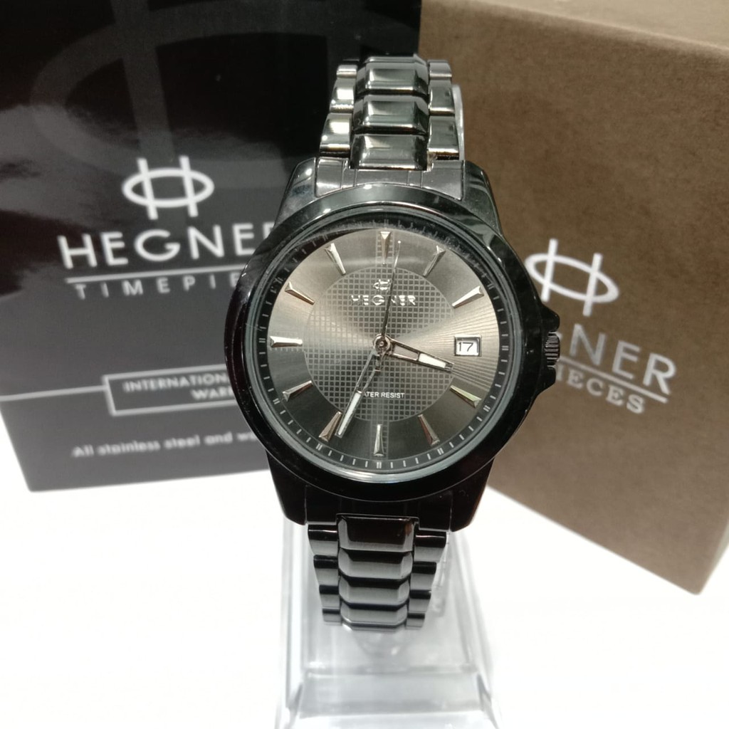 JAM TANGAN WANITA HEGNER 1250 HW 1250 FULL BLACK ORIGINAL