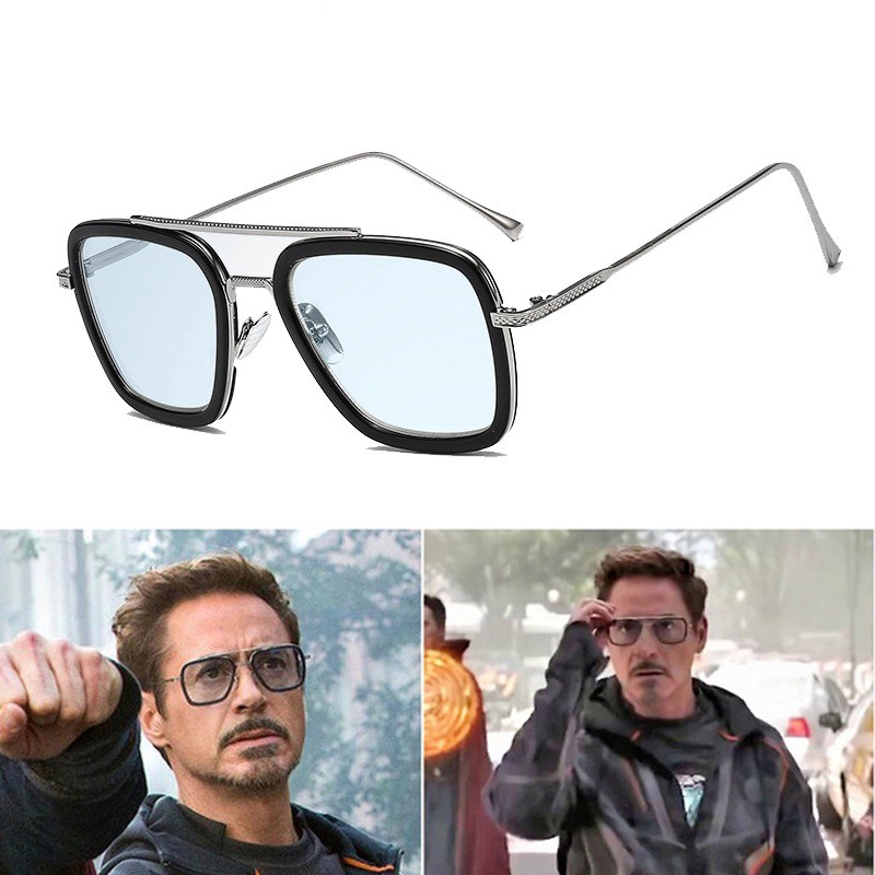 Kacamata Tony Stark Bentuk Kotak Desain Iron Man Spiderman