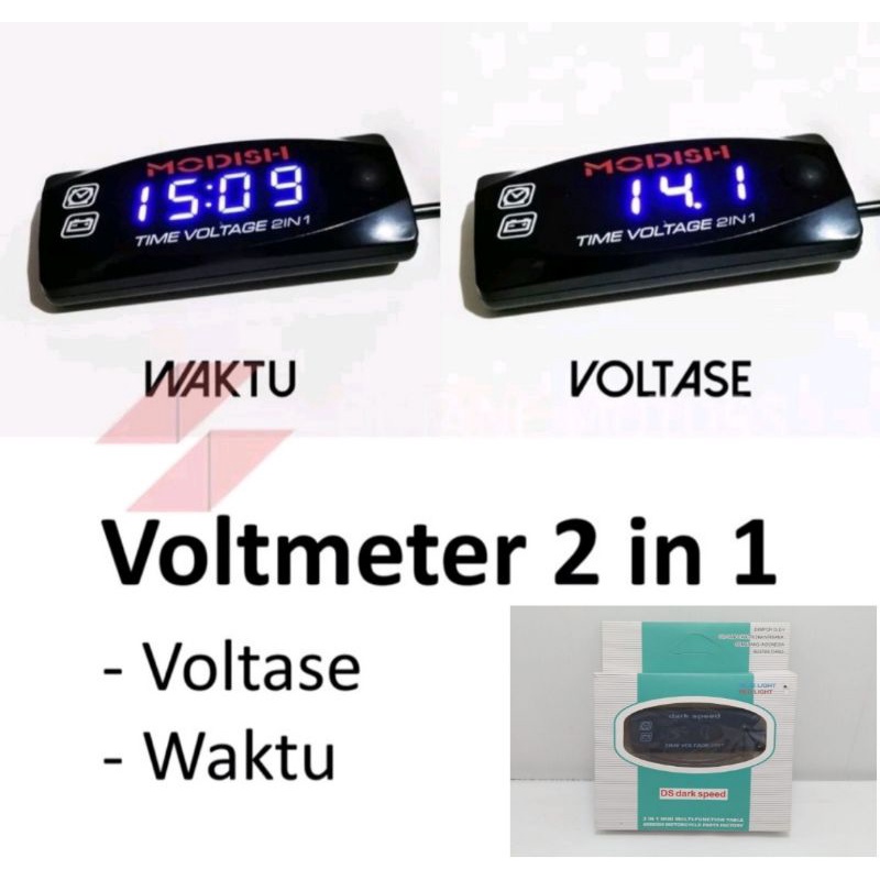 VOLT METER AKI JAM PLUS SUHU 2in1 universal