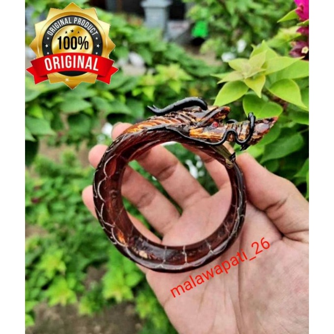 GELANG AKAR BAHAR MERAH KRISTAL UKIR NAGA JUMBO / GELANG AKAR BAHAR ASLI / GELANG KESEHATAN