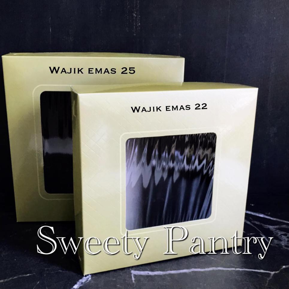 

Terbaru Dus kue / box Kue / Kemasan Kue / Packaging Kue Wajik Gold 25x25x9,5cm ....